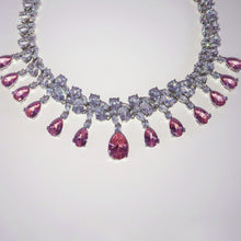Load image into Gallery viewer, Dynasty Teardrop Cluster Silver Necklace - Pink
