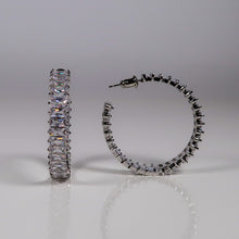 Load image into Gallery viewer, Kate Stacked Diamante hoop earrings - Silver
