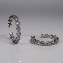 Load image into Gallery viewer, Jenna Cluster Diamante Hoop Earrings - Silver
